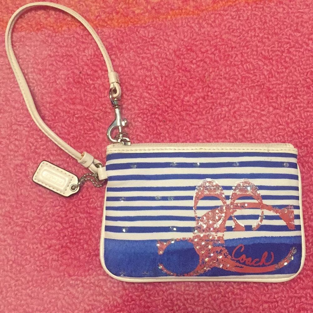 Coach Red White Blue Wristlet Beach Vibes